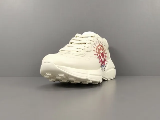 Gucci White Pink Sole Leather Upper Chunky Sneakers 15