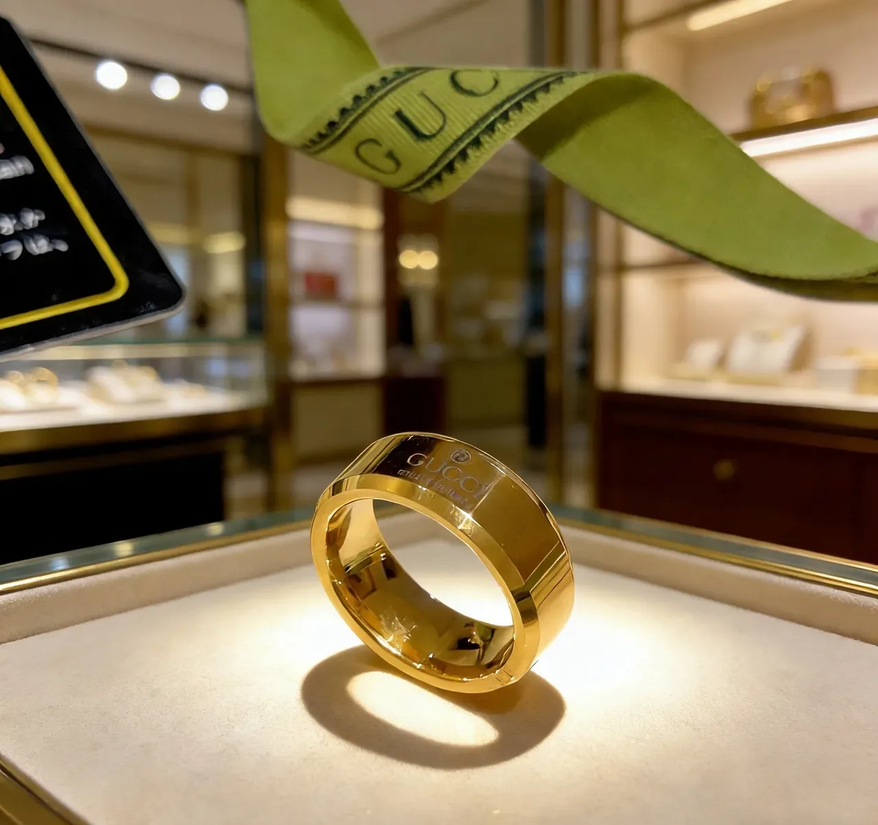 Gucci Anel Banda Larga Ouro Polido 4