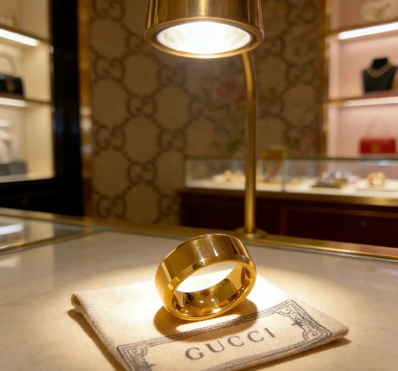 Gucci Anel Banda Larga Ouro Polido 7