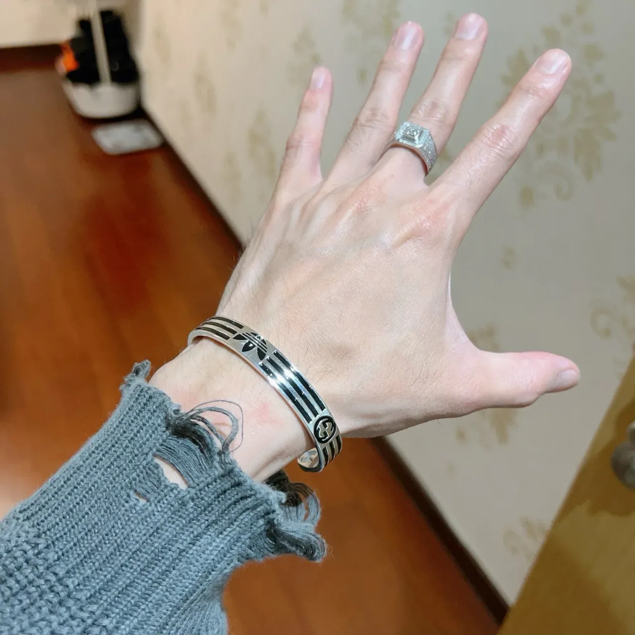 Gucci x Adidas Logo Stripe Cuff Bracelet 8