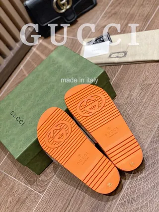 Gucci x The North Face GG Monogram Orange-Trim Slippers 3