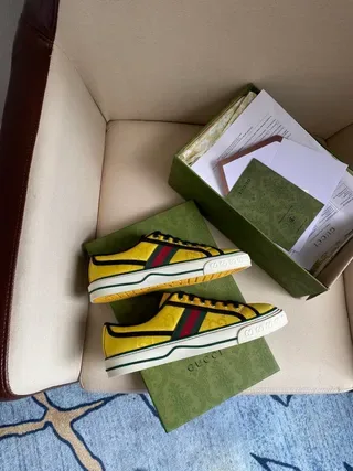 Gucci Yellow Web Stripe Lifestyle Sneakers 4