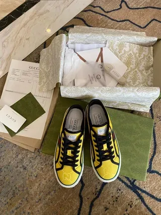 Gucci Yellow Web Stripe Lifestyle Sneakers 5