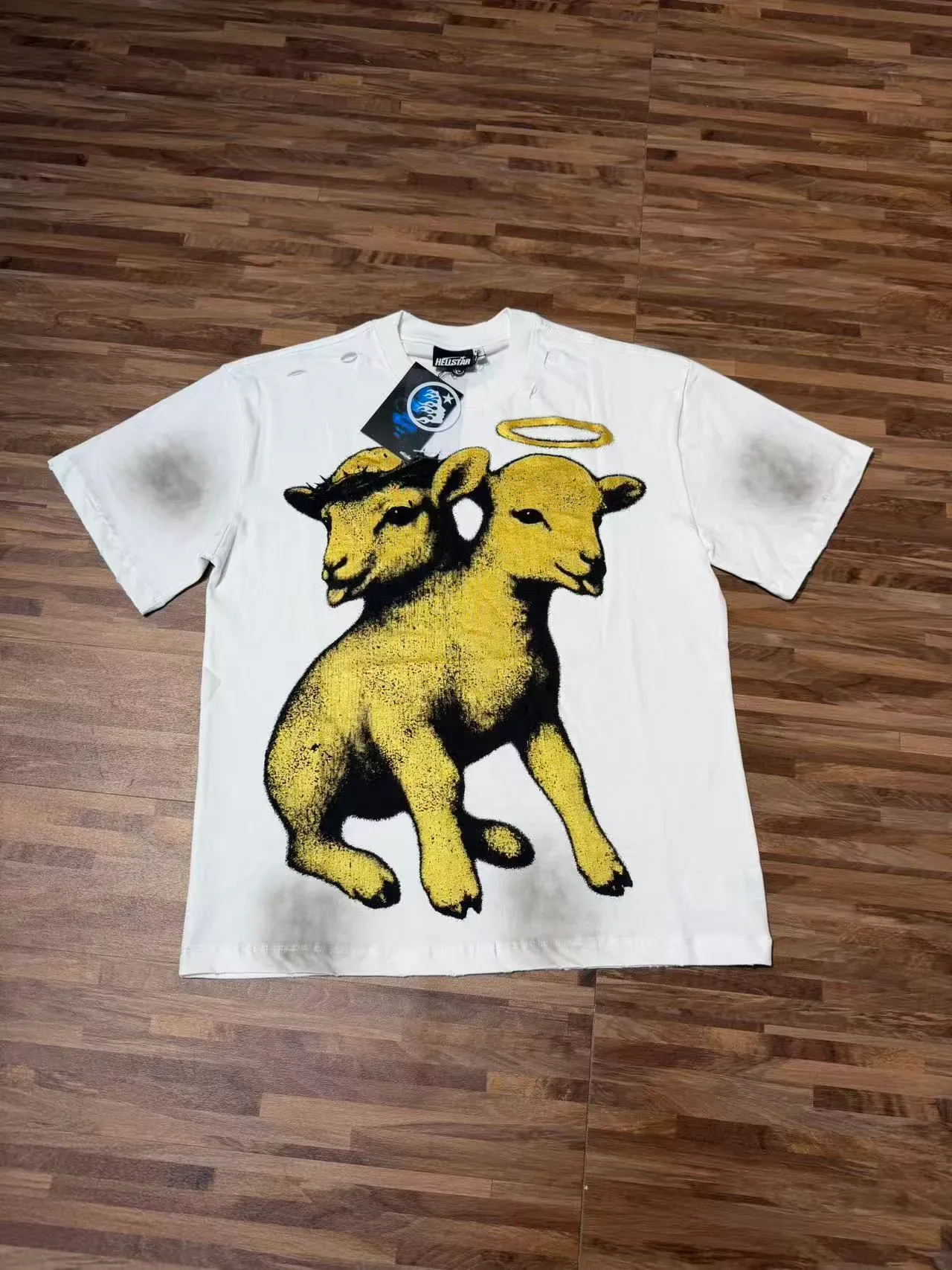 Hellstar Double Lamb Halo Graphic Print White T-Shirt 2