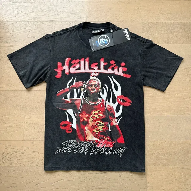 Hellstar Graphic Print Oversized Distressed Black T-Shirt 7