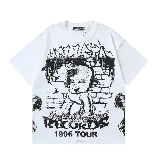 Hellstar White Black Graphic-Print Oversized Fit T-Shirt 5