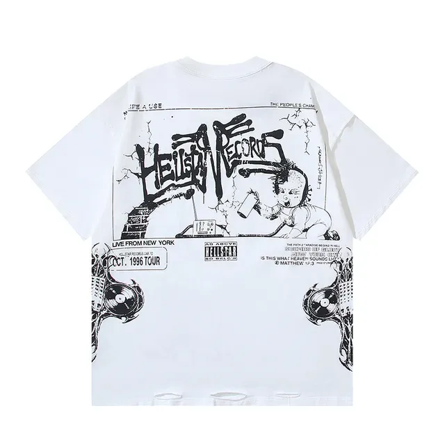 Hellstar White Black Graphic-Print Oversized Fit T-Shirt 6