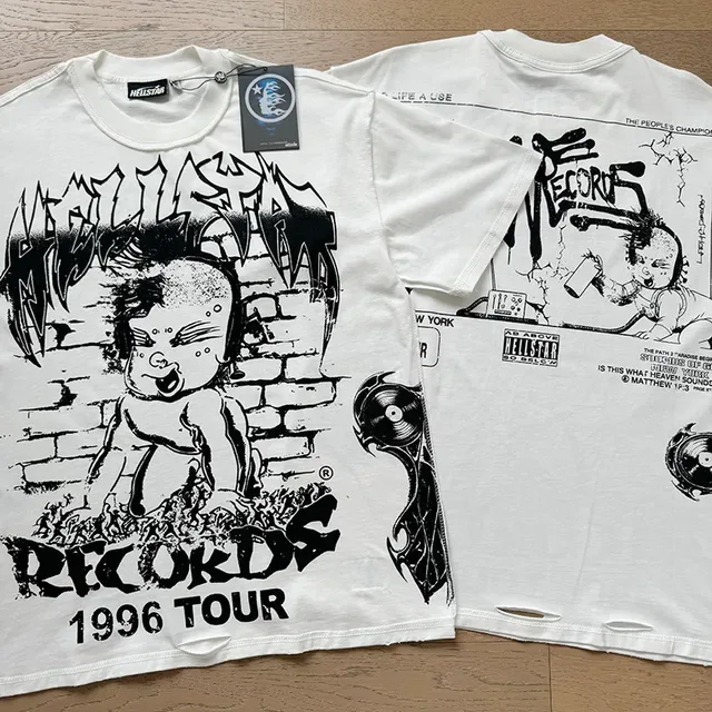 Hellstar White Black Graphic-Print Oversized Fit T-Shirt 7