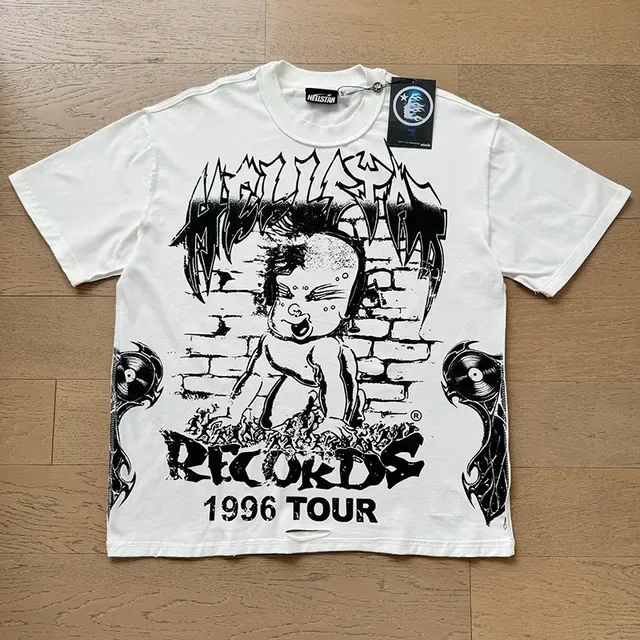 Hellstar White Black Graphic-Print Oversized Fit T-Shirt 8