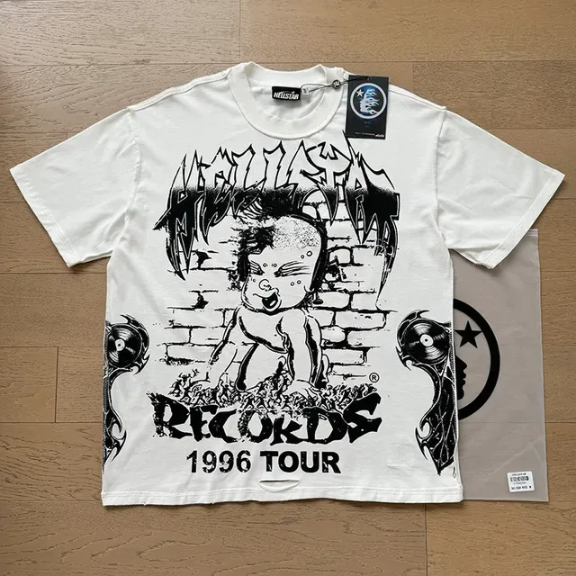 Hellstar White Black Graphic-Print Oversized Fit T-Shirt 9