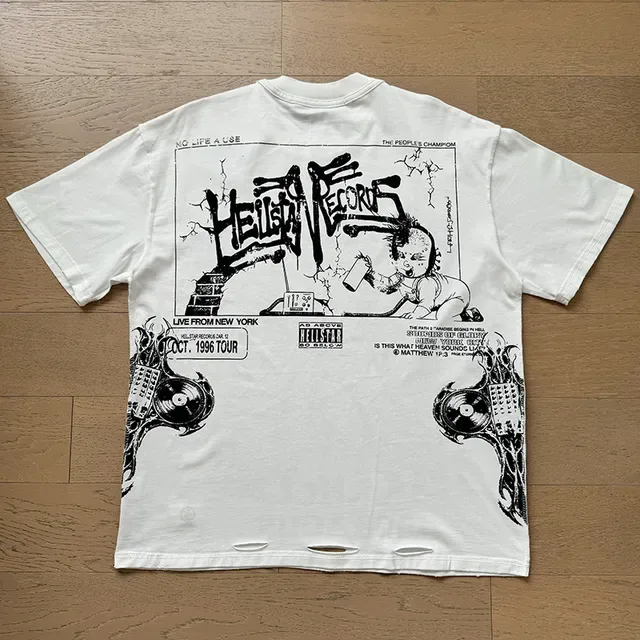 Hellstar White Black Graphic-Print Oversized Fit T-Shirt 10
