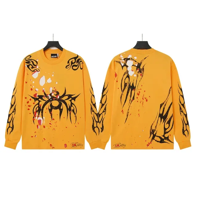 HELSTAR Graphic Tribal Print Yellow Long-Sleeve T-Shirt 2