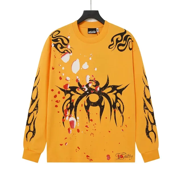 HELSTAR Graphic Tribal Print Yellow Long-Sleeve T-Shirt 3