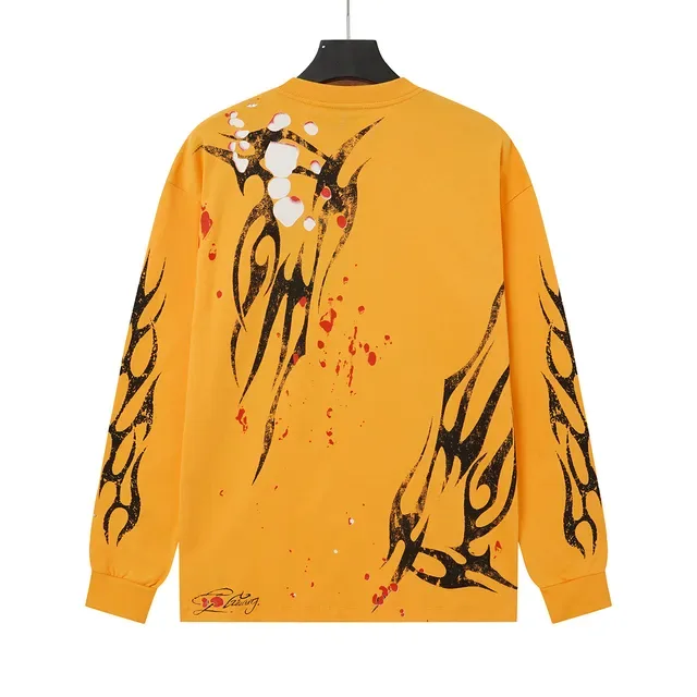 HELSTAR Graphic Tribal Print Yellow Long-Sleeve T-Shirt 4