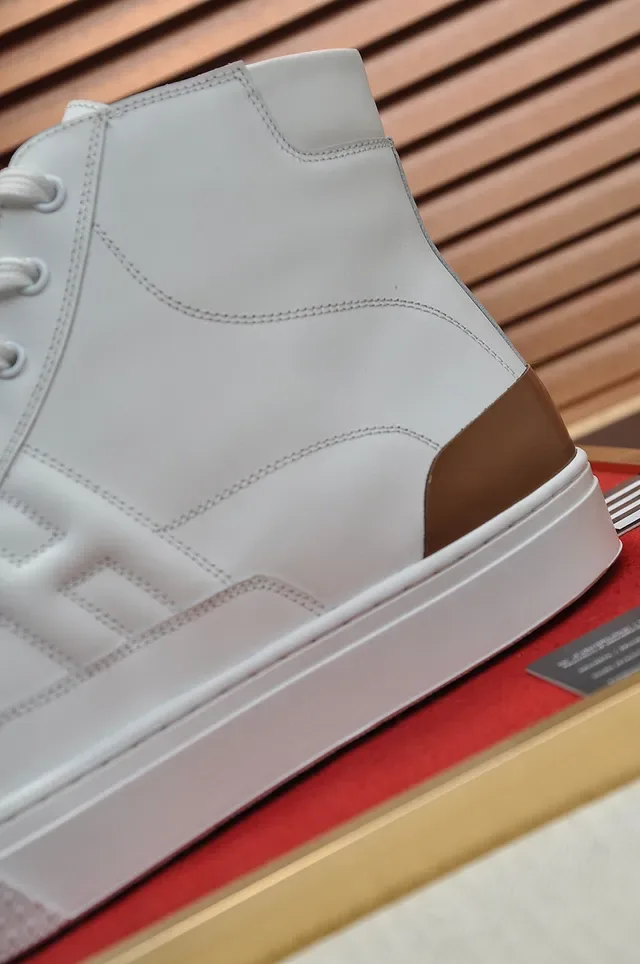 Hermès All-White Leather High-Top Sneakers 2