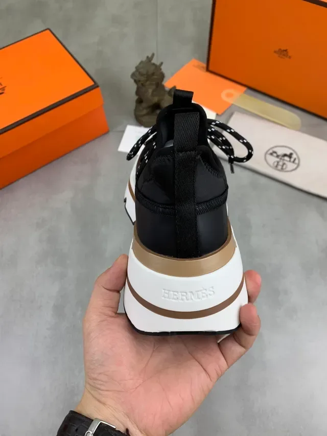 Hermès Black Neoprene Strap-Lace Chunky Platform Sneaker 3