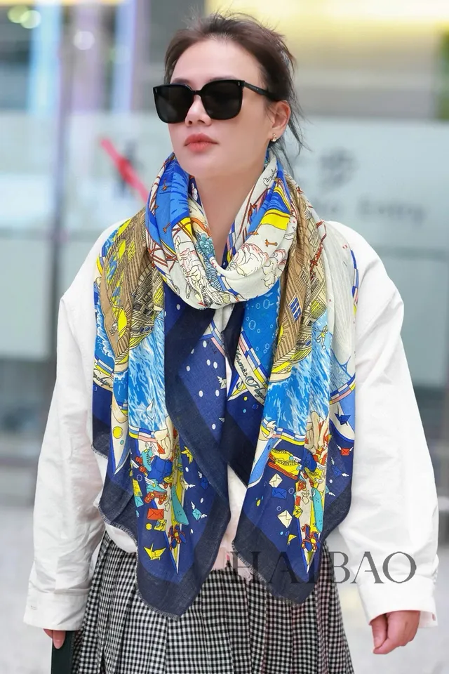 Hermès Blue Multicolor Nautical Narrative Print Illustration Silk Scarf 2