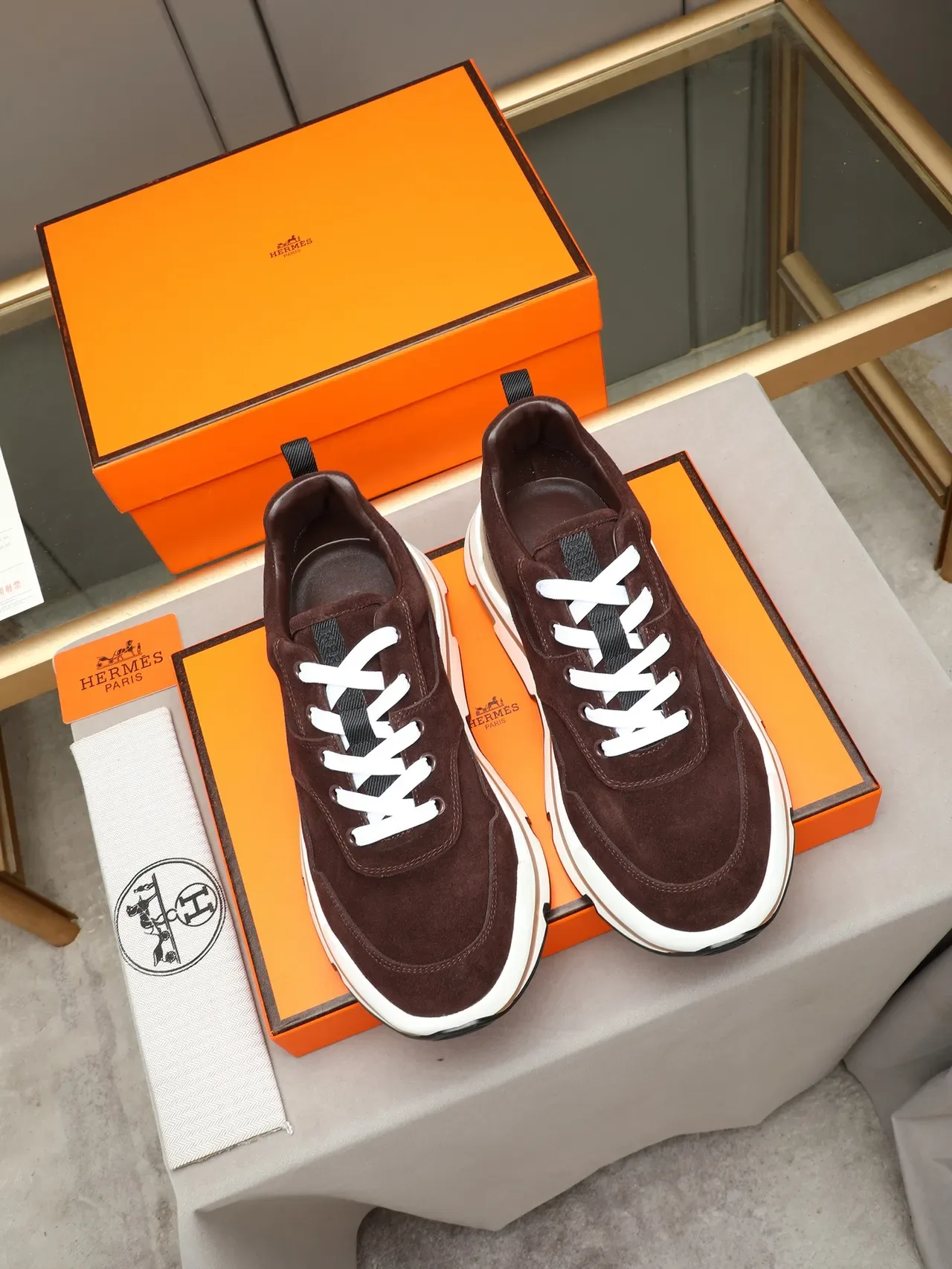 Hermès Brown Suede Chunky Sole Lifestyle Sneaker 2