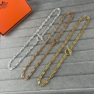 Hermès Chaine d'Ancre एंकर-लिंक टॉगल क्लैस्प नेकलेस