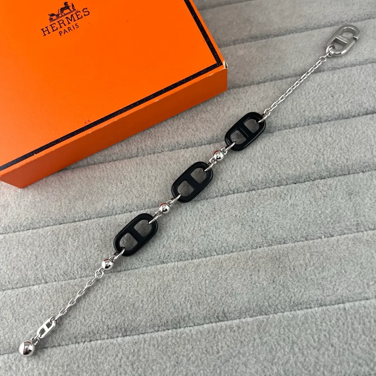Hermès Chaine d'Ancre Bracelet Chaîne Résine et Métal Noir 4