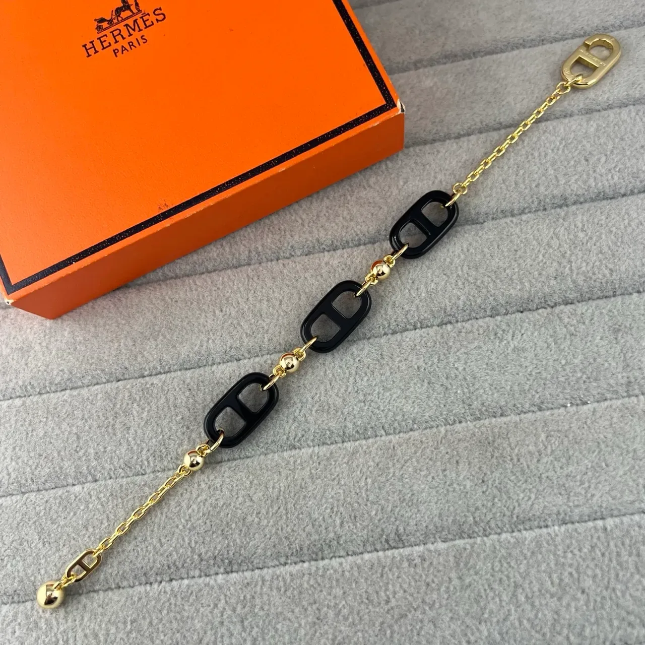 Hermès Chaine d'Ancre Bracelet Chaîne Résine et Métal Noir 5