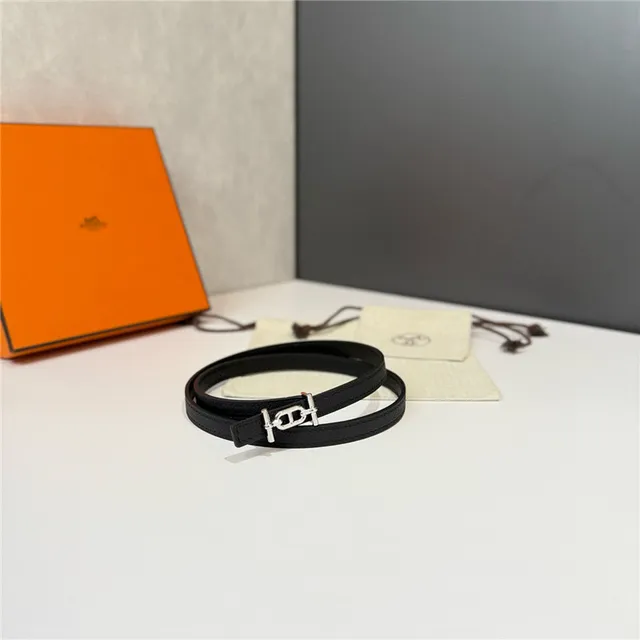 Hermès Chaîne d’Ancre White Blue Thin T-Bar Buckle Leather Belt 6