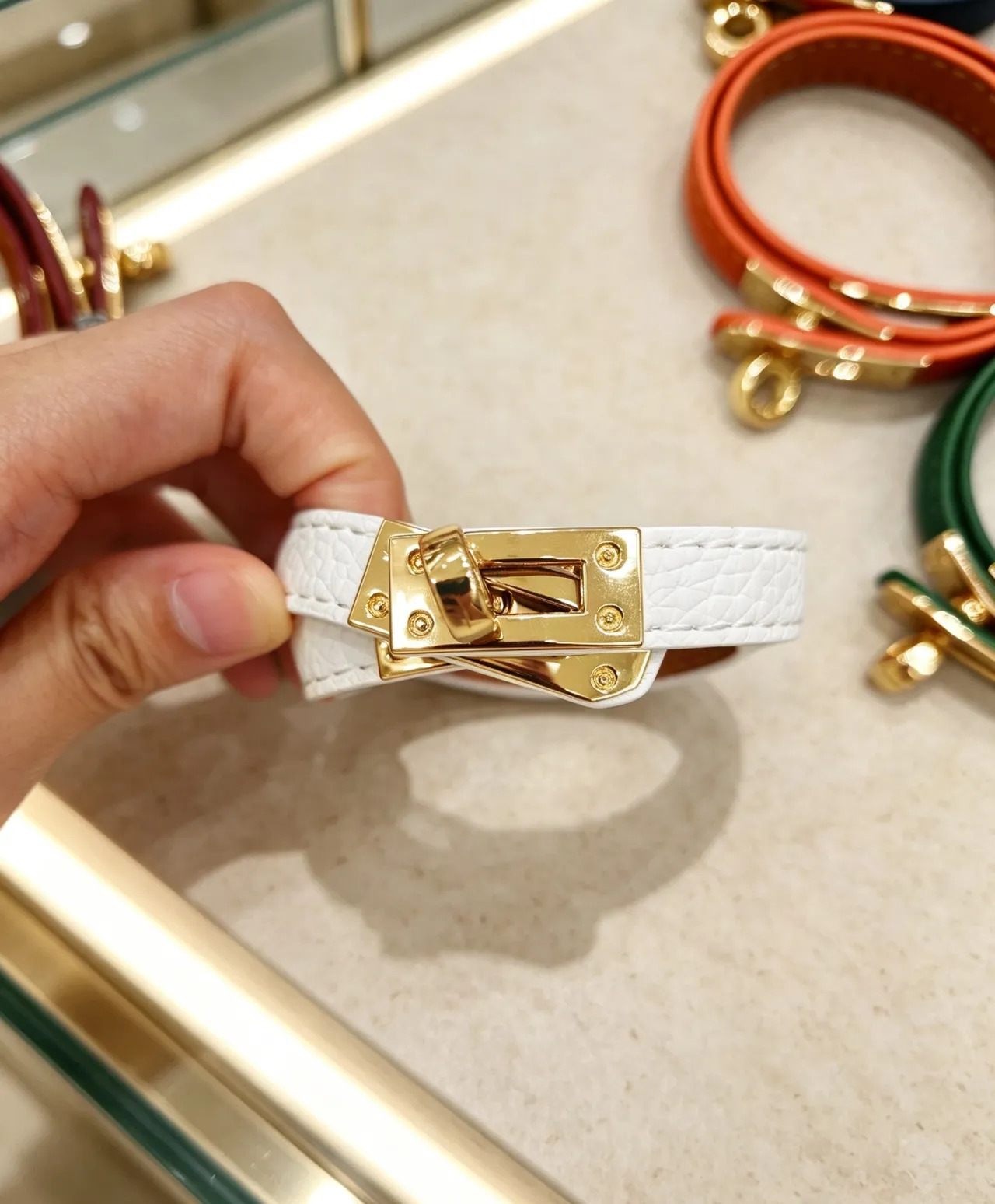 Hermès Collier de Chien Multicolor Beige Coiled Single-Wrap Leather Bracelet 7