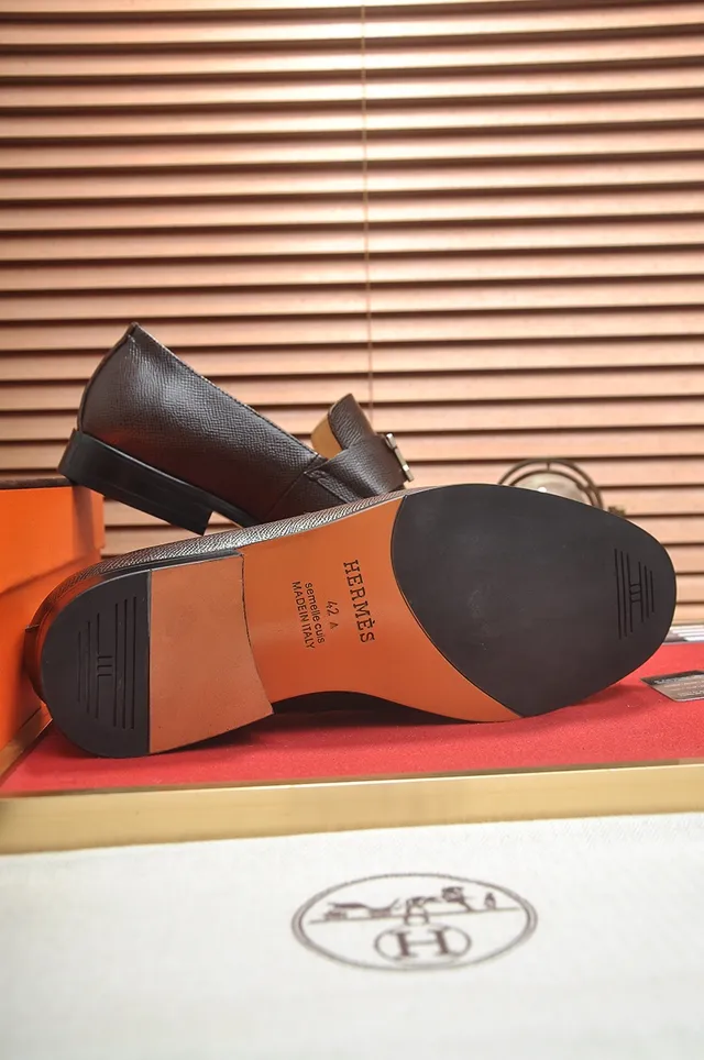 Hermès Constance Loafer Marron Cuir à grain H-Buckle Loafers 3