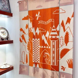 Hermès 图形叙事 橙色和奶油色披肩