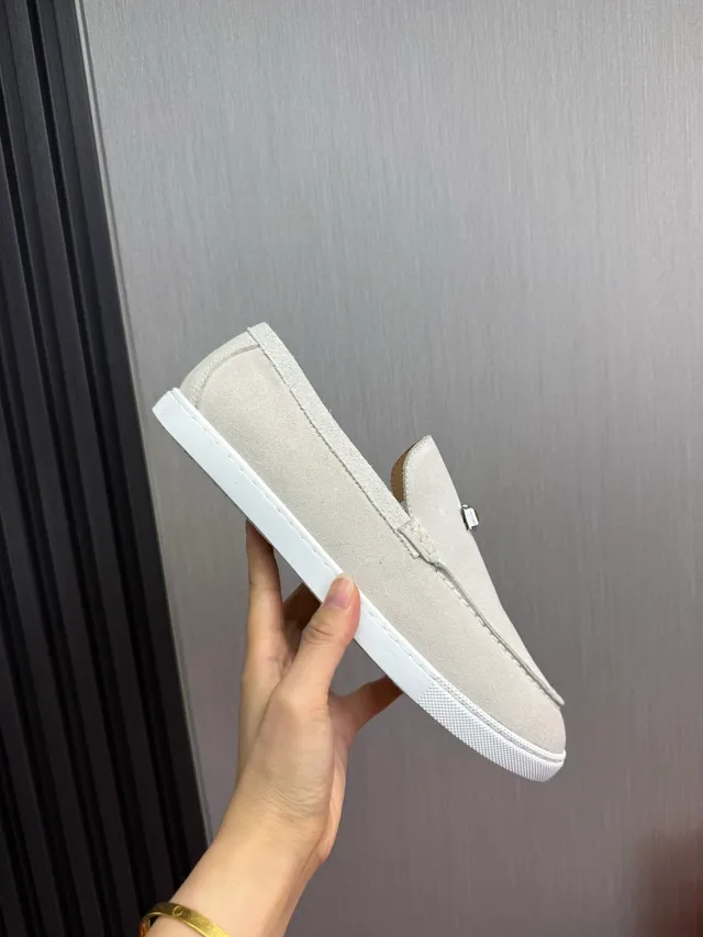 Hermès Gray White Suede Upper H-Shaped Metal Hardware Loafer 7