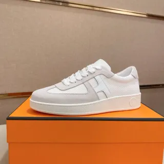Hermès H Cut Off-White Suede and Textile Lifestyle Sneaker