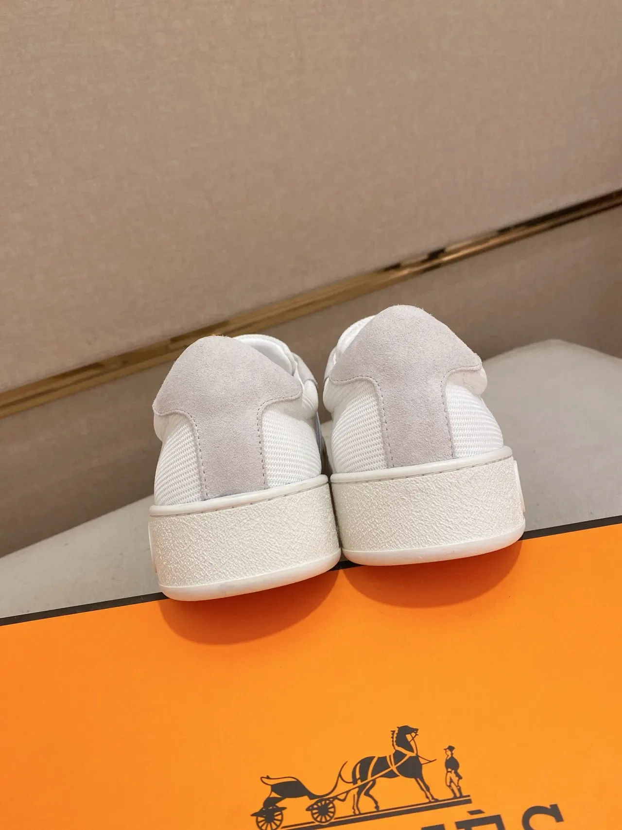Hermès H Cut Off-White Suede and Textile Lifestyle Sneaker 8