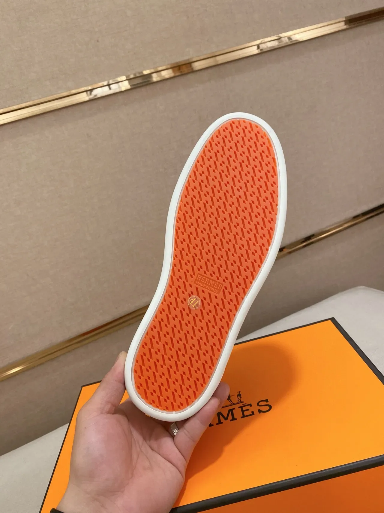 Hermès H Cut Off-White Suede and Textile Lifestyle Sneaker 9