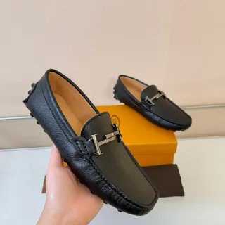Hermès H Loafer Black Textured Leather Pebble-Sole Loafer