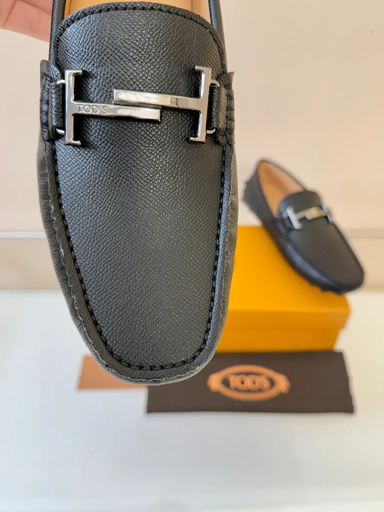 Hermès H Loafer Black Textured Leather Pebble-Sole Loafer 3