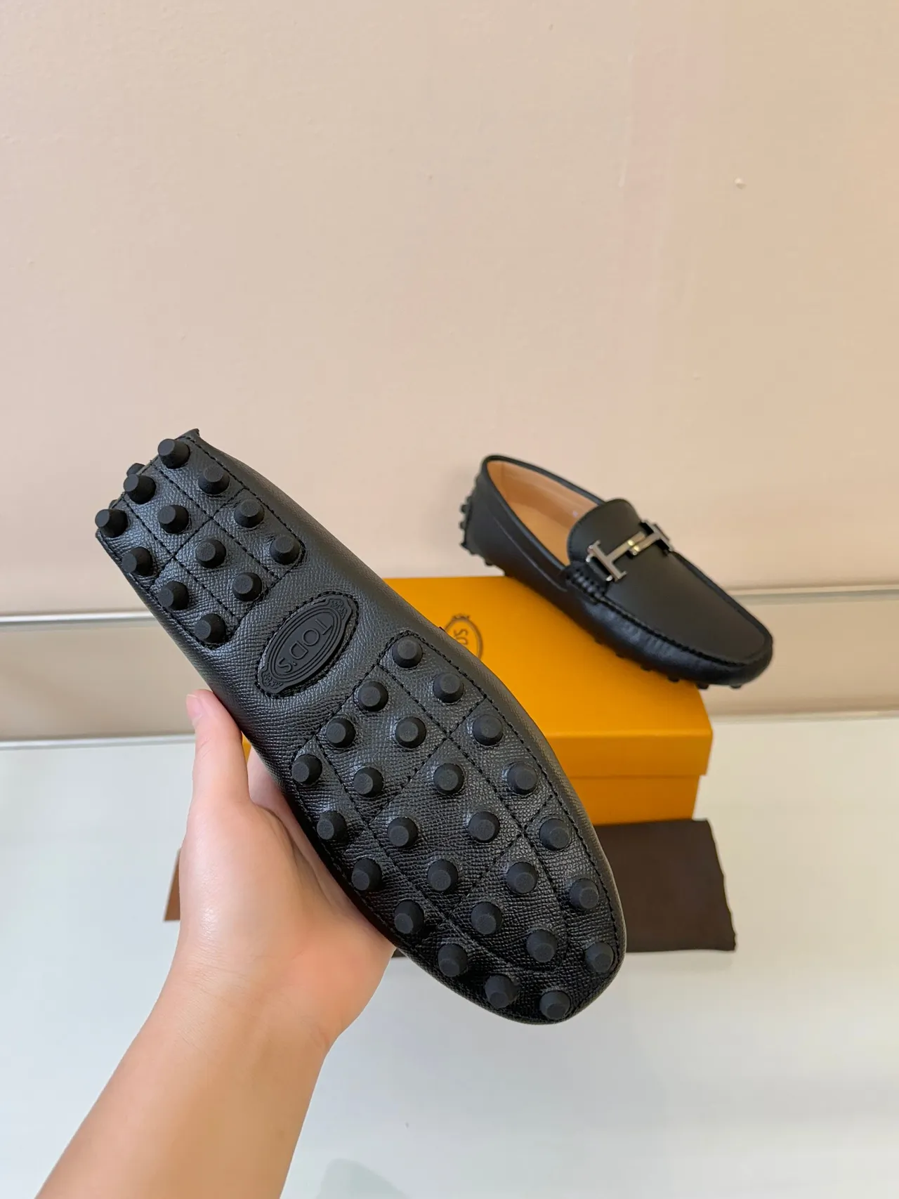 Hermès H Loafer Black Textured Leather Pebble-Sole Loafer 5