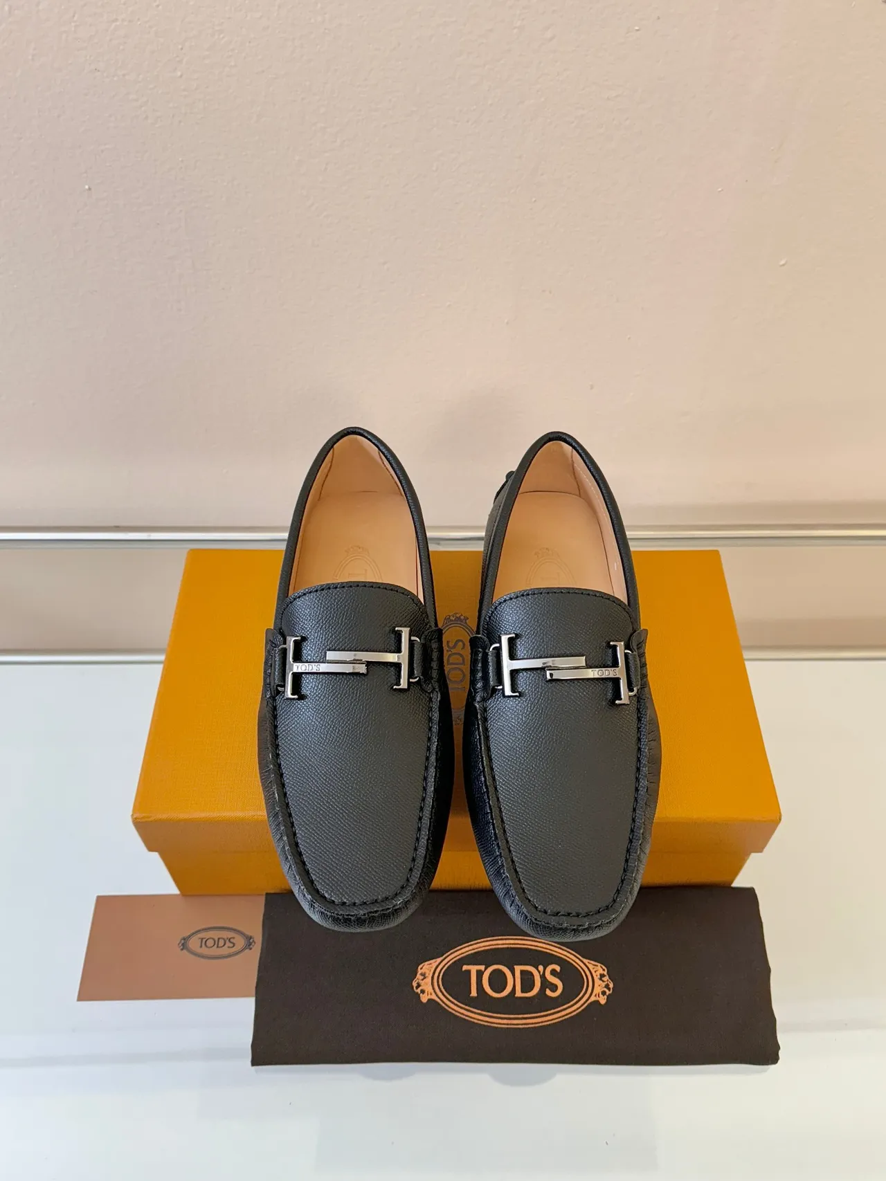 Hermès H Loafer Black Textured Leather Pebble-Sole Loafer 6