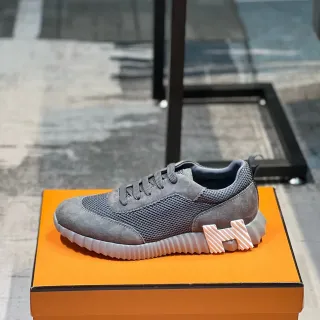 Hermès H-Ride Gray Mesh-Suede Lifestyle Sneakers