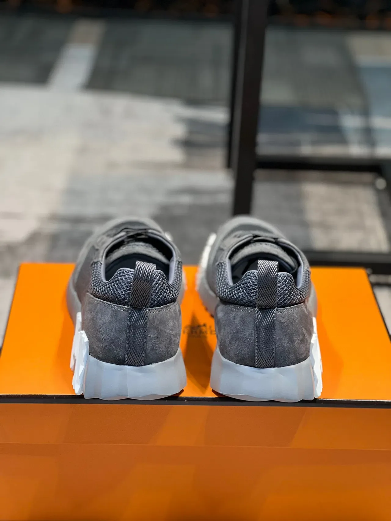 Hermès H-Ride Gray Mesh-Suede Lifestyle Sneakers 3
