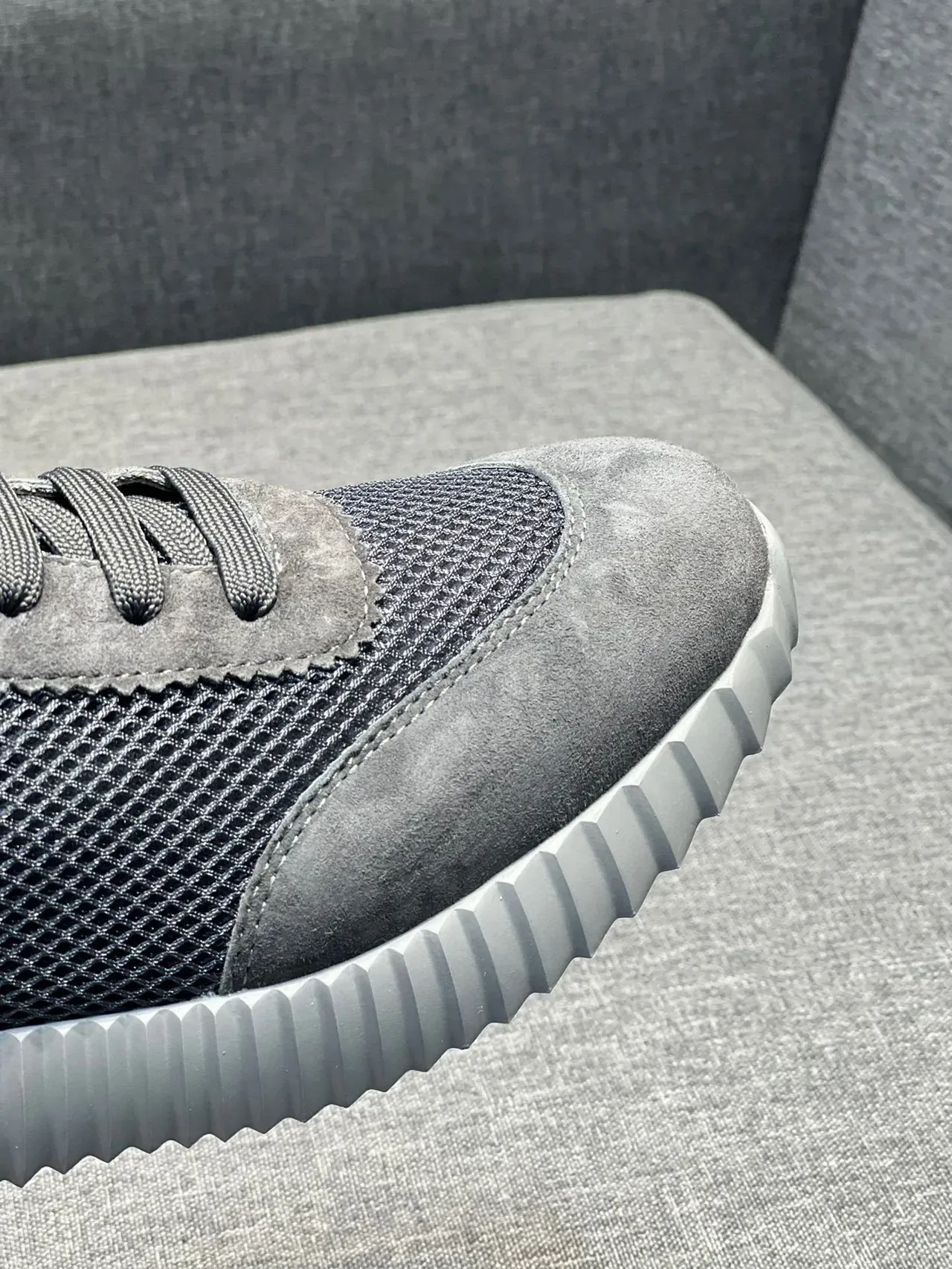 Hermès H-Ride Gray Mesh-Suede Lifestyle Sneakers 4