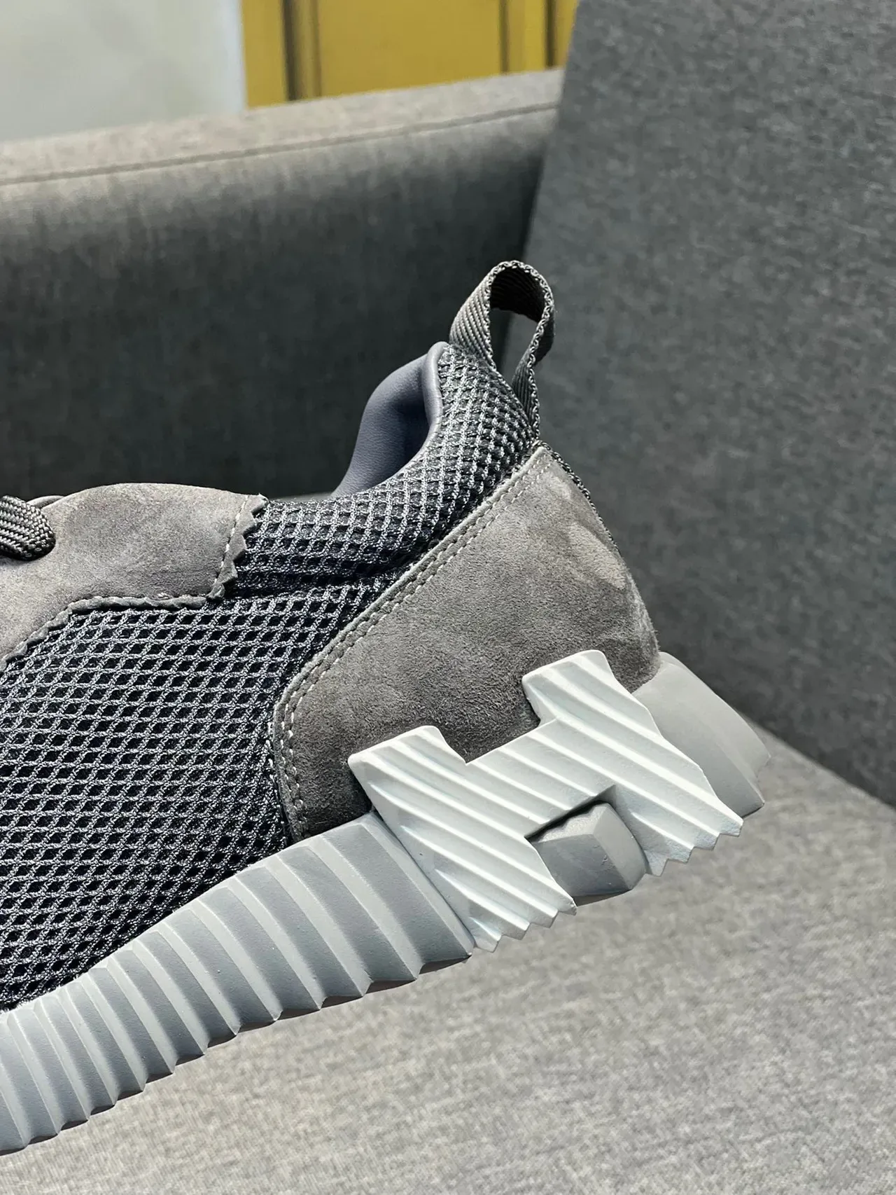 Hermès H-Ride Gray Mesh-Suede Lifestyle Sneakers 8