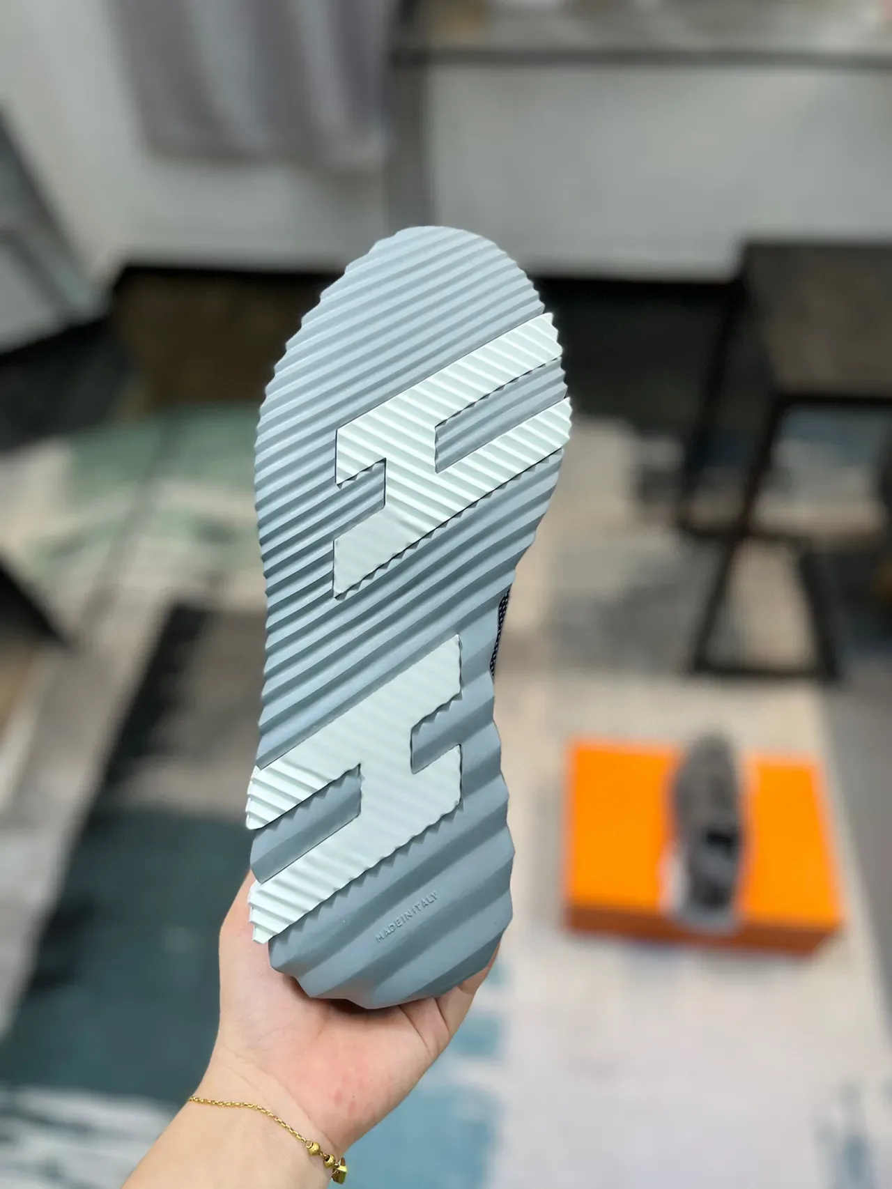 Hermès H-Ride Gray Mesh-Suede Lifestyle Sneakers 9