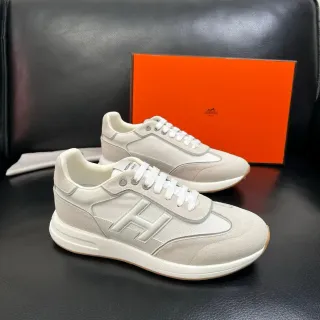 Hermès H Sneaker Light Gray and White Lifestyle Sneakers