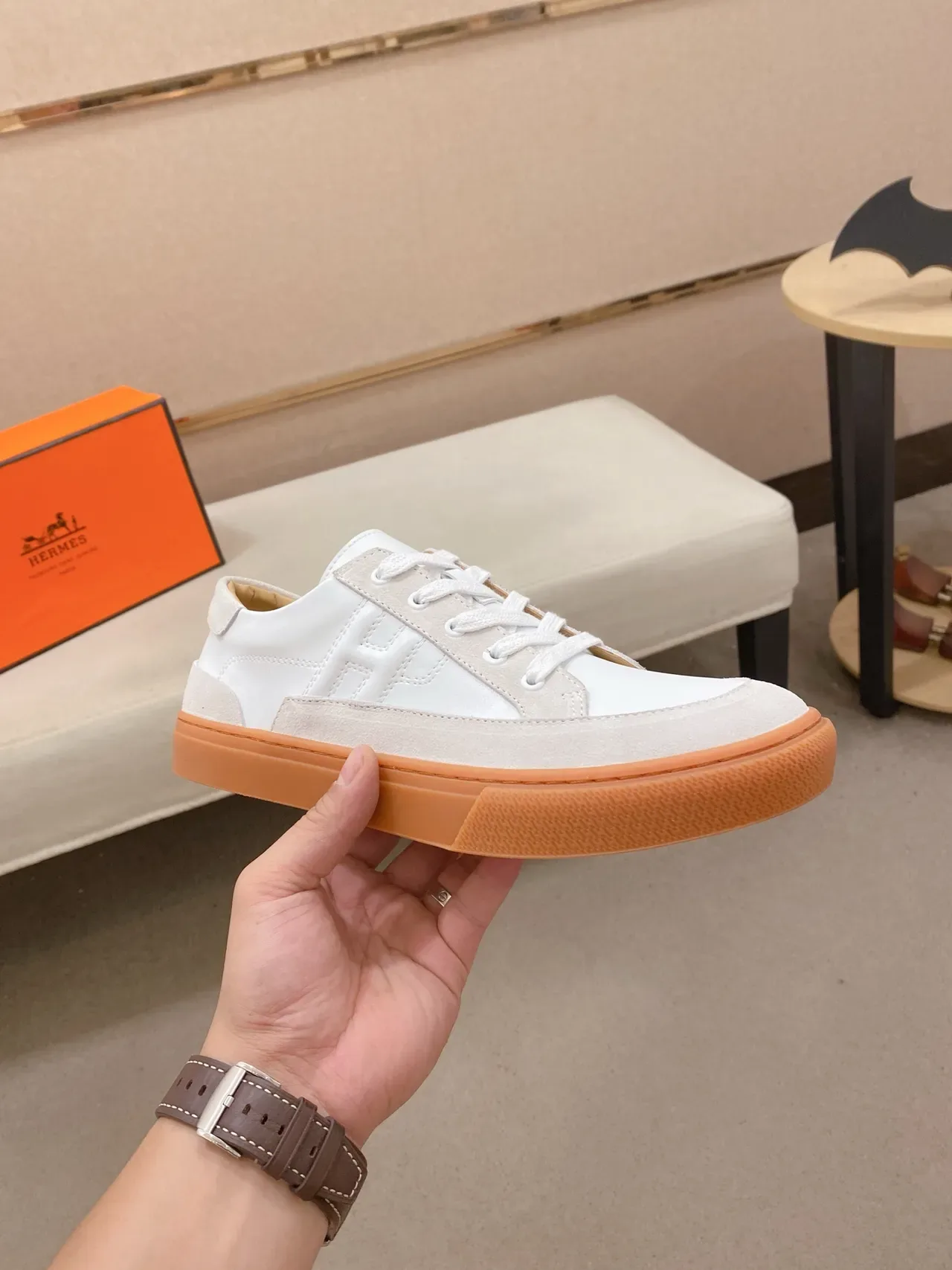 Hermès H Sneaker White and Gum Lifestyle Sneakers 4