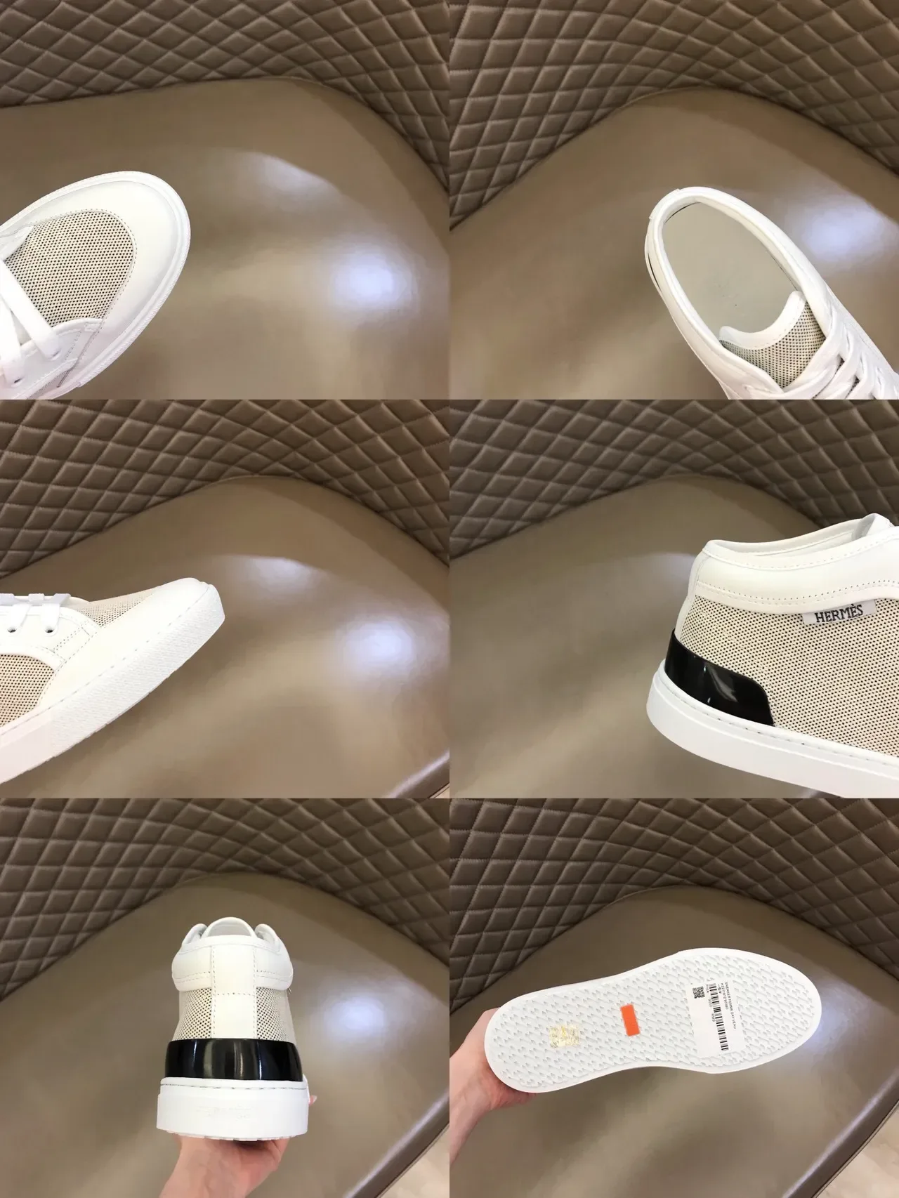Hermès High-Top Mesh and Leather Sneaker 2