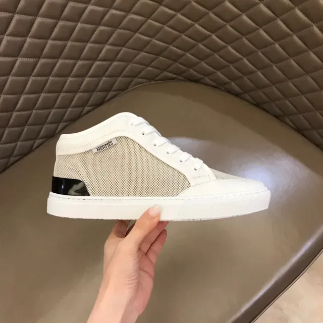 Hermès High-Top Mesh and Leather Sneaker 5