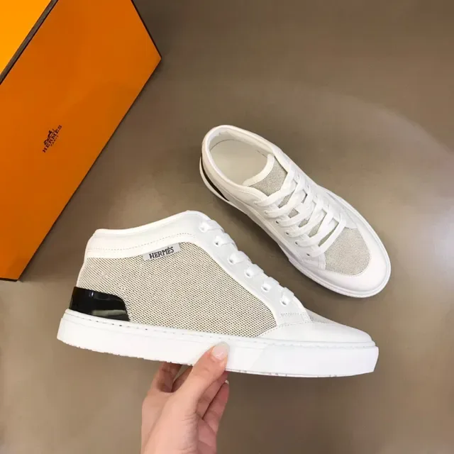 Hermès High-Top Mesh and Leather Sneaker 6