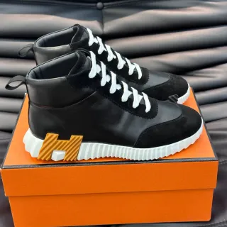 Hermès Hiker Black and White High-Top Lifestyle Sneakers