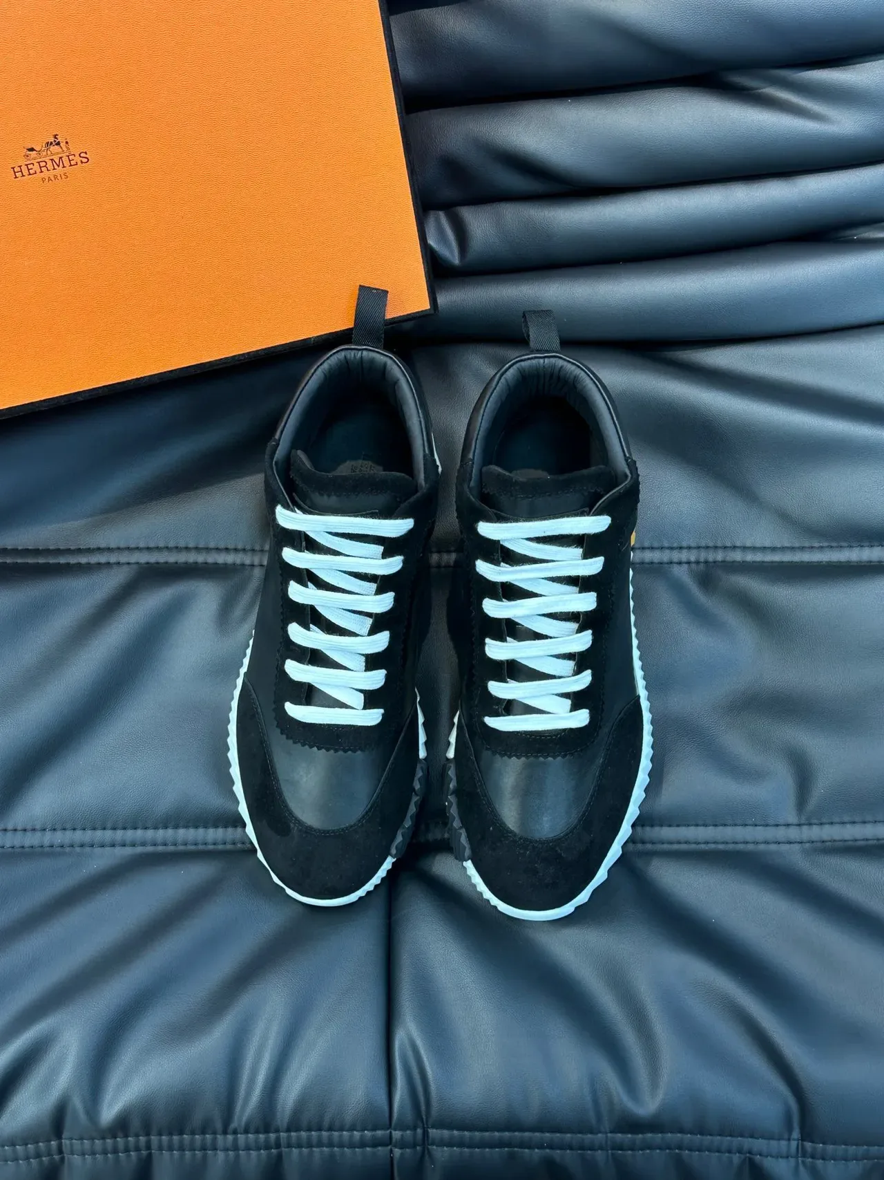 Hermès Hiker Black and White High-Top Lifestyle Sneakers 9