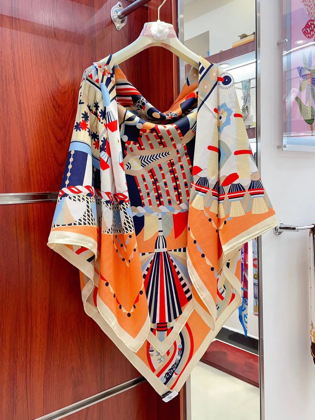 Hermès Multicolor Geometric Print Silk Scarf 7